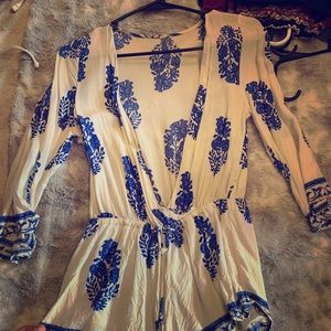 Romper printed blue/white